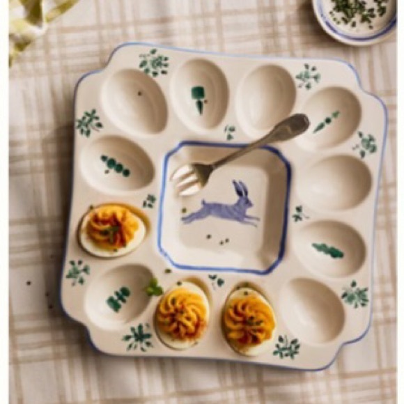 Anthropologie Other - Anthropologie Egg Platter Handpainted Glazed Stoneware NWT